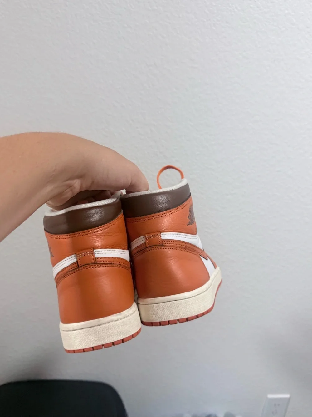 Jordan High-Top Sneakers in Orange, White, and Brown